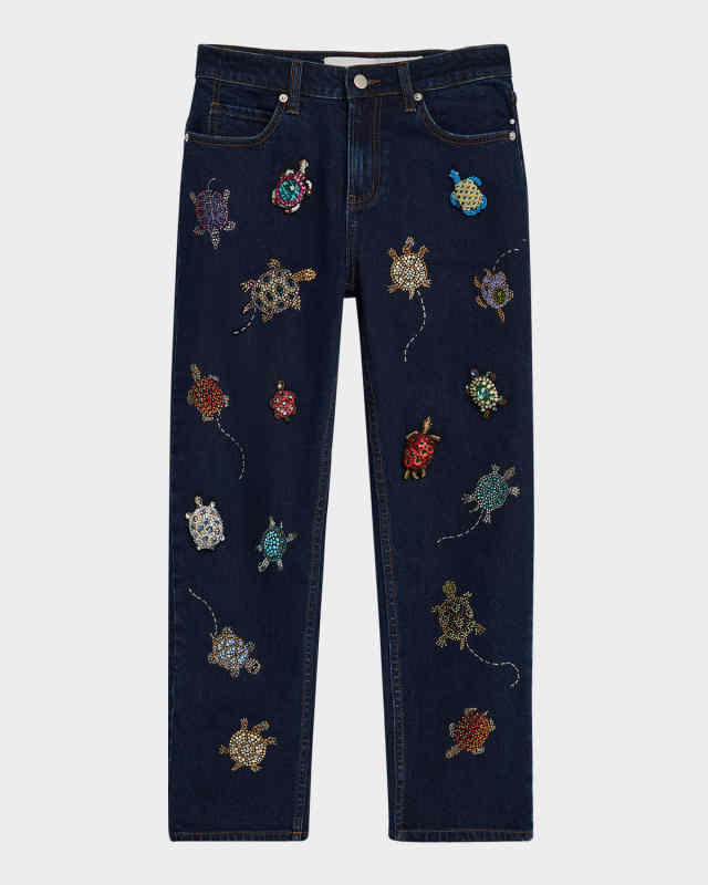 Turtle Time Straight-Leg Ankle Boyfriend Jeans